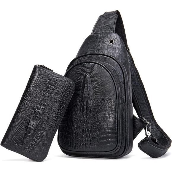 Genuine Leather Cool Long Wallets for Men Personalized Zip Around Wallet Black - Picture 7 of 7